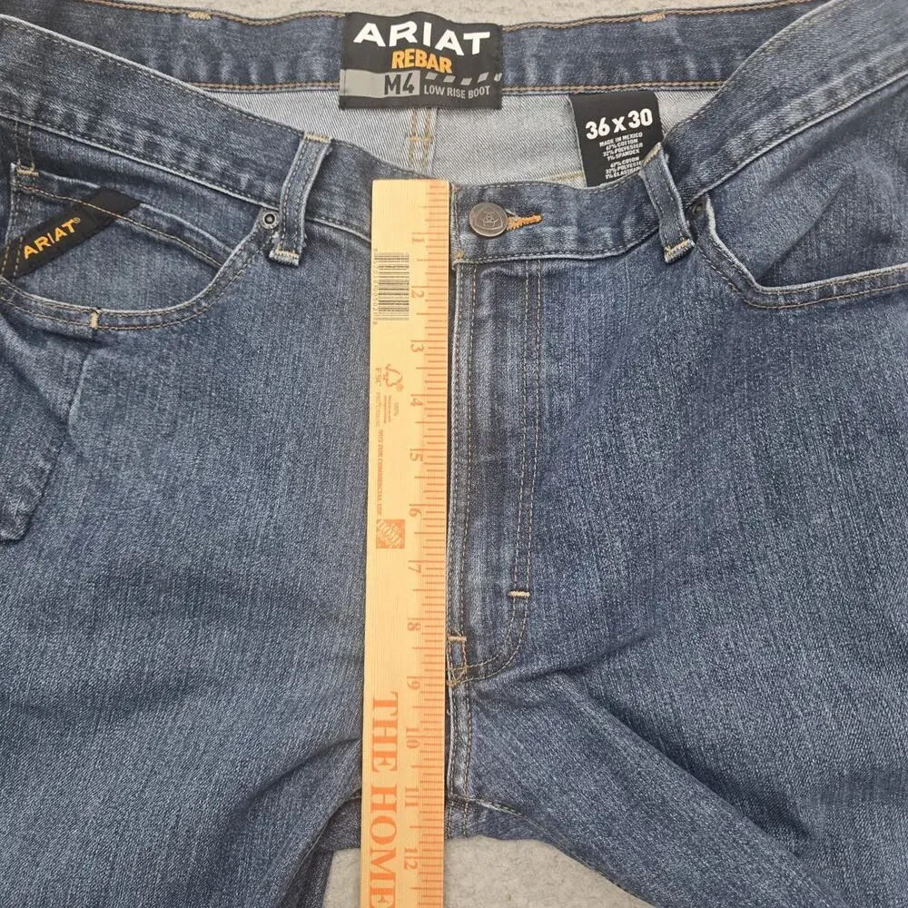 Ariat Rebar M4 Relaxed Boot Cut Jeans Mens 36x31 Carbine Blue Denim 10016221